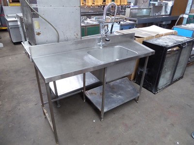 Lot 664 - 180cm stainless steel single-bowl sink with...