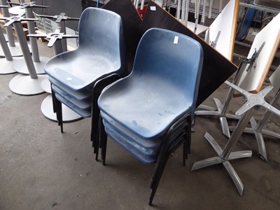 Lot 673 - 8x Blue moulded-plastic metal-framed stacking...