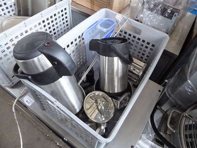 Lot 634 - Tray of stainless steel items including pasta...