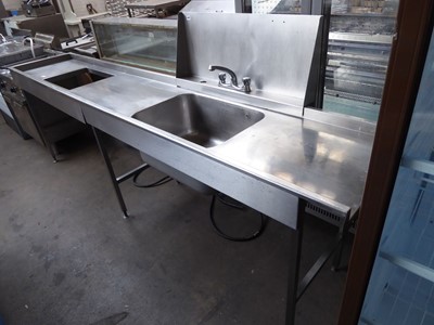 Lot 640 - 300cm stainless steel counter with large bowl,...