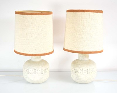 Lot 492 - A pair of 1960's Danish pottery table lamp...