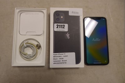 Lot 2112 - Boxed Apple iPhone 11, model MHDA3B/A A2221 in...