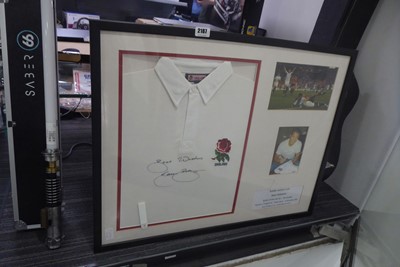 Lot 2187 - Framed rugby world cup England shirt signed by...