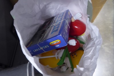 Lot 2245 - Box containing various toys including M&M toys,...