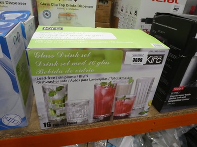 Lot 3089 - Crystal King glass drinks glasses boxed, plus...