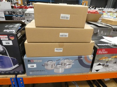 Lot 3136 - Proware premium copper based saucepan set plus...