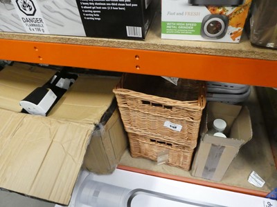 Lot 3148 - Two wicker baskets plus a box of toilet...