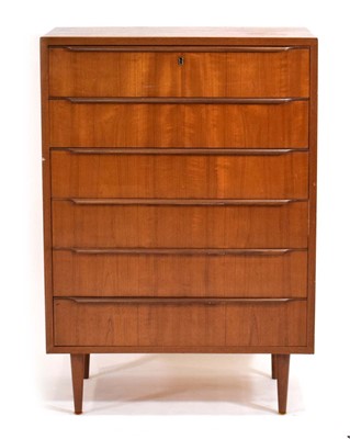 Lot 467 - A 1970's Danish teak chest of six drawers with...