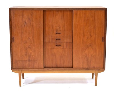 Lot 468 - A 1960's Danish teak highboard with three...