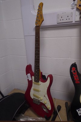 Lot 2320 - Hohner 6 string electric guitar in red and white