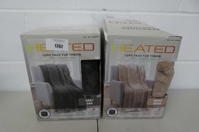 Lot 1262 - x2 boxed Berkshire heated luxe faux fur throws