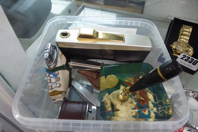 Lot 2329 - Box containing lighters, paperweight, pen...