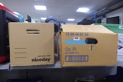 Lot 2218 - 2 boxes of diecast tanks and army vehicles in...