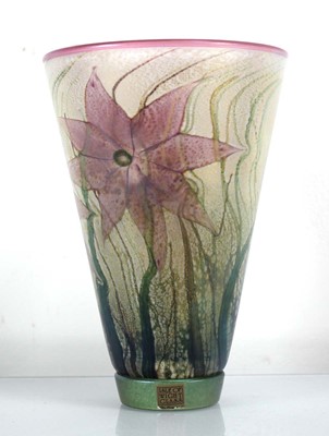 Lot 257 - An Isle of Wight glass vase of tapered form...