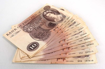 Lot 472 - Ten Bank of England £10 notes, John Page, some...