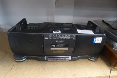 Lot 2487 - Sharp portable music player with twin cassette...