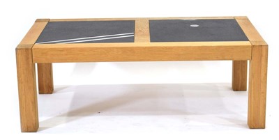 Lot 473 - An oak and tile topped coffee table with...
