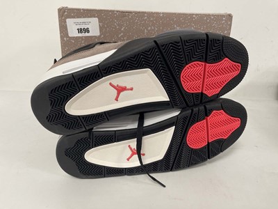 Lot 1896 - Nike air jordan 4 retro trainers in taupe size...