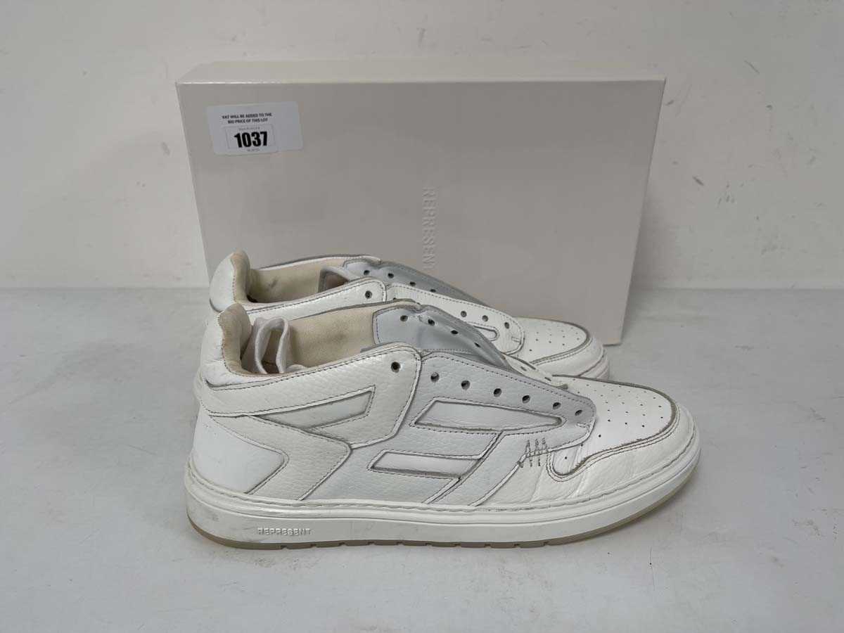 Lot Represent reptor low leather trainers in whit...