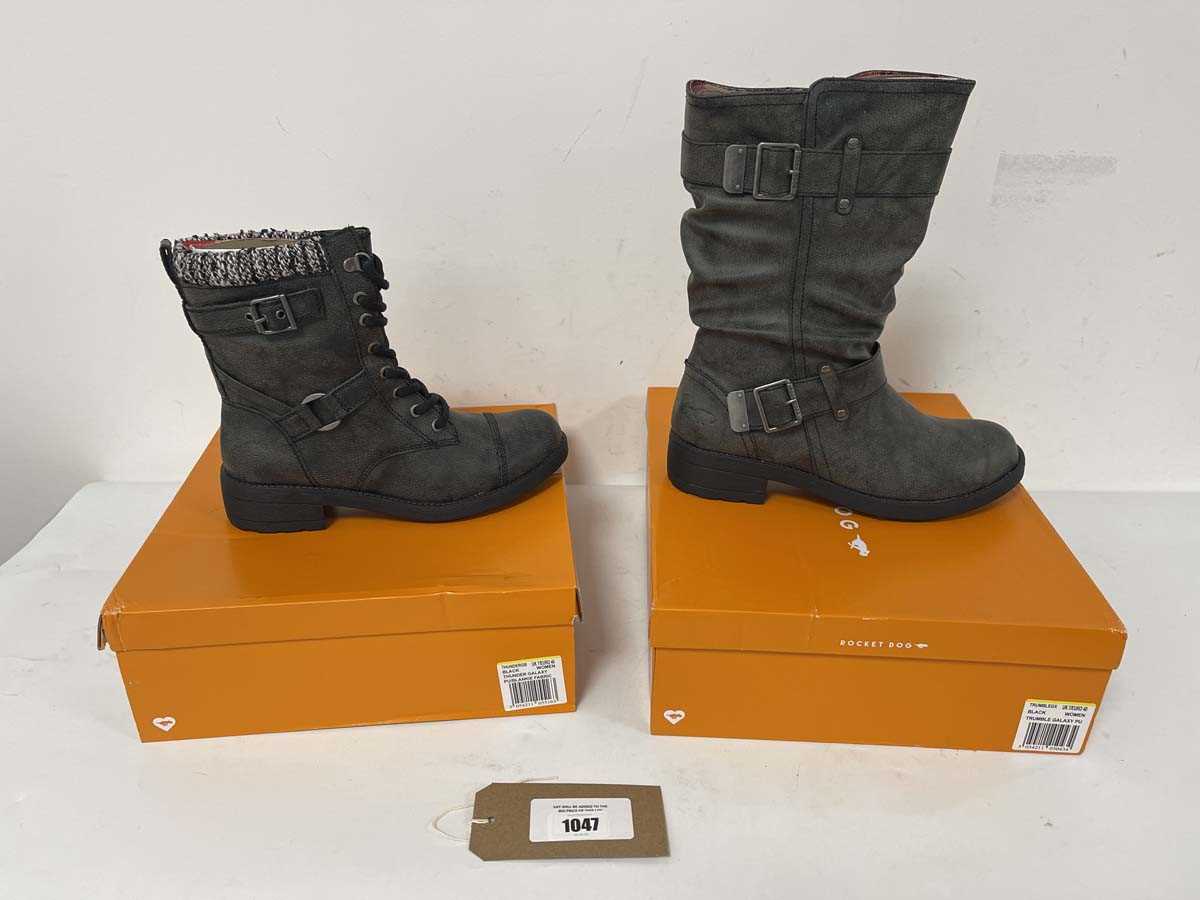 Lot 2x Boxed pairs of Rocket Dog boots in black...