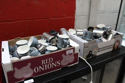 Lot 796 - 2 trays of mostly grey ceramic coffee cups,...