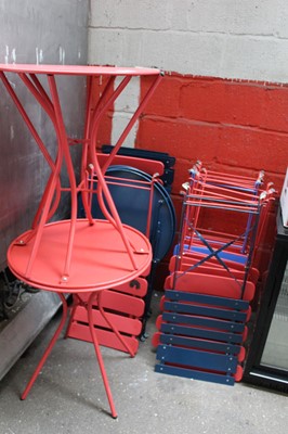 Lot 836 - Selection of blue and red outdoor furniture to...