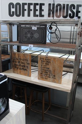 Lot 849 - 2 120cm industrial style racks plus 2 small...