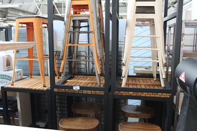 Lot 850 - 5 poser height outdoor tables with 7 various...