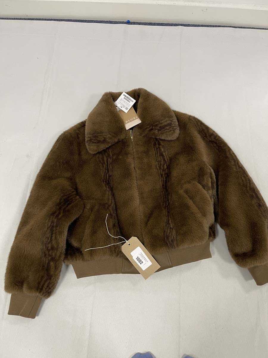 Lot I Blues ingles faux fur jacket in brown size 12