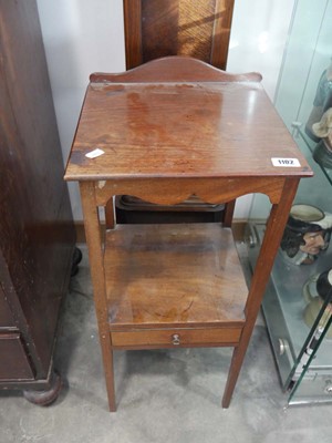 Lot 1102 - Small mahogany Edwardian single drawer 2 tier...