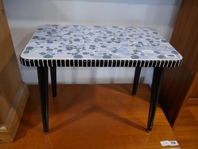 Lot 1109 - Mid century mosaic topped table in blue and...