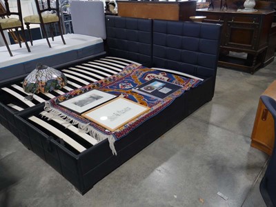 Lot 1120 - Black leatherette upholstered single bed frame