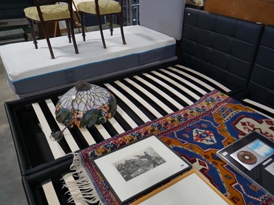 Lot 1121 - Black leatherette upholstered single bed frame