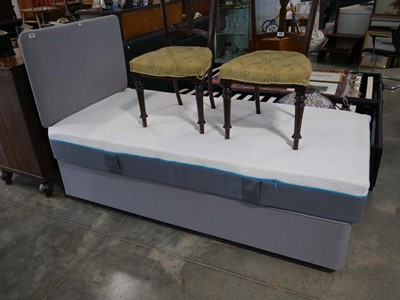 Lot 1122 - Grey fabric upholstered single bed frame with...