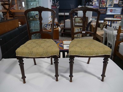 Lot 1123 - Pair of floral upholstered mahogany framed...