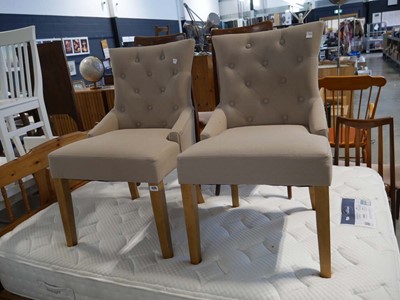 Lot 1125 - Pair of button back upholstered dining chairs...