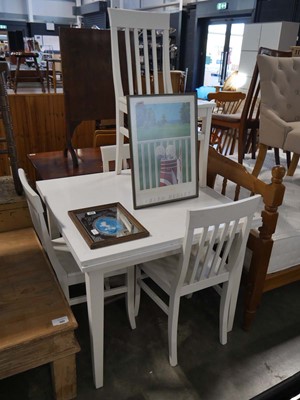 Lot 1126 - Modern white extending dining table with 4...