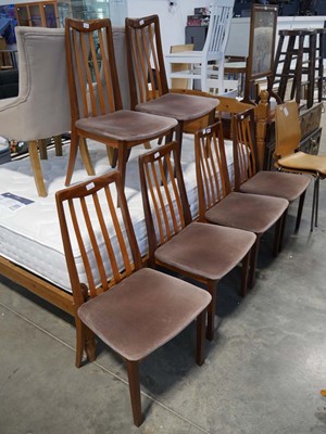 Lot 1132 - Set of 6 brown upholstered teak mid-century...