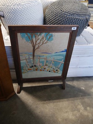 Lot 1137 - Dark oak framed tapestry fire screen
