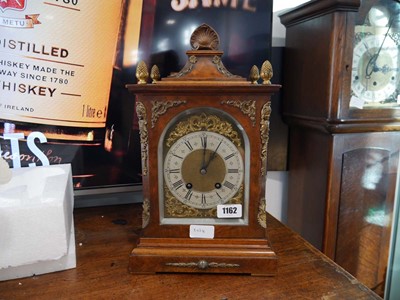 Lot 1162 - Burr walnut and mahogany cased mantle clock...