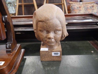 Lot 1163 - Painted clay bust of a young girl, "Mamane (?)...