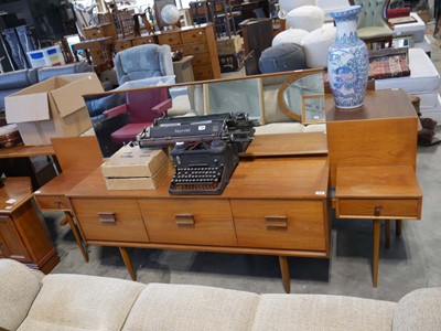 Lot 1170 - Teak bedroom suite comprising a long dressing...