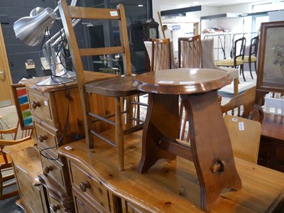 Lot 1185 - Small wooden stool and a small wooden chair