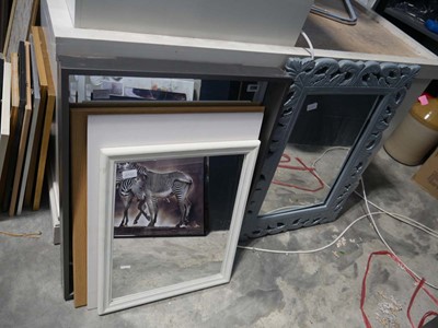 Lot 1208 - 5 various framed mirrors incl. 1 bevelled...