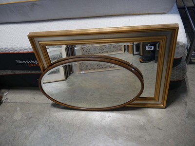 Lot 1210 - Rectangular bevelled wall mirror in 2 tone...