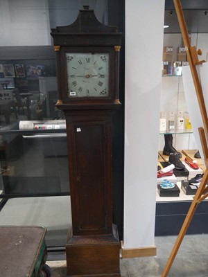 Lot 1196 - Dark oak cased grandfather clock, the dial...
