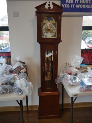 Lot 1197 - Modern wooden cased chime grandfather clock...