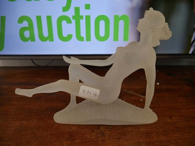 Lot 1198 - Glass ornament of reclining nude holding an...
