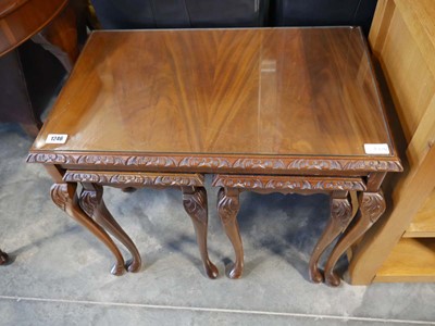 Lot 1246 - Reproduction mahogany demilune side table and...