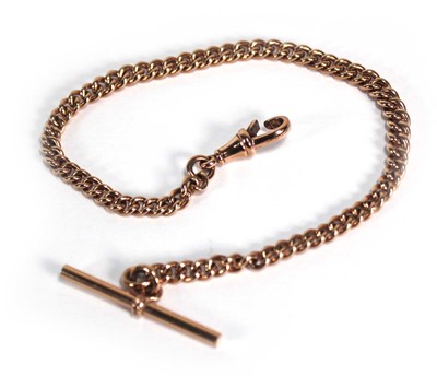 Lot 668 - A 9ct rose gold curblink watch chain with...